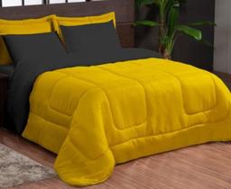 Edredom casal padrão dupla face amarelo preto 5 peças Edredom casal padrão dupla face amarelo preto 5 peças