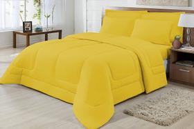 Edredom Casal Padrão Dupla Face Malha Amarelo