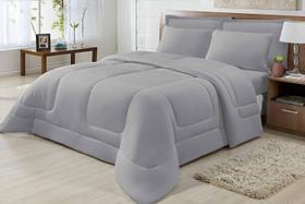 Edredom Casal Padrão Dupla Face Malha Cinza