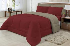 Edredom Casal Padrão Malha 100% Alg Antialérgico Vinho