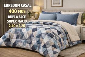 Edredom Casal Queen Dupla Face 400 Fios Fofinho e Macio 2,40x2,20 Cobertor Casal Estampas Variadas