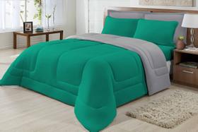 Edredom Casal Queen Dupla Face em Malha Antialérgica 100% algodão Cinza e Jad