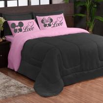 Edredom Casal Queen Dupla Face Kit com 5 Peças Fronha Lisa ou Estampada