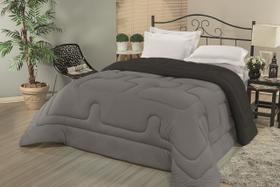 Edredom Casal Queen Malha Não Faz Bolinha Cinza e Preto Edredom Casal Queen Malha Não Faz Bolinha Cinza e Preto