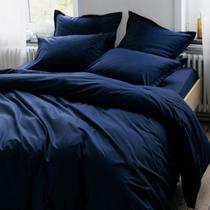 Edredom Casal Queen Marinho De 260X260Cm Mais Duas Fronhas