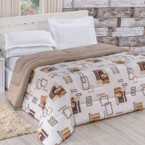 Edredom Casal Queen Quality Estampado Dupla Face 100% Algodão Fio Penteado 1 Peça - Avelã