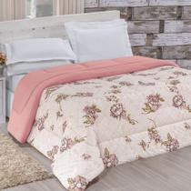 Edredom Casal Queen Quality Estampado Dupla Face 100% Algodão Fio Penteado 1 Peça - Rosê