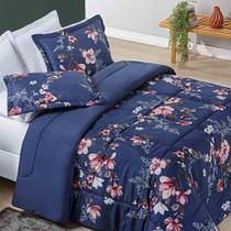 Edredom Celi Queen Dupla Face 200 Fios - Azul Floral Edredom Celi Queen Dupla Face 200 Fios - Azul Floral