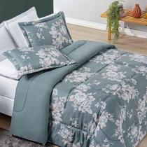 Edredom Celi Super King Dupla Face - Verde Floral Edredom Celi Super King Dupla Face - Verde Floral