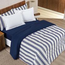 Edredom Coberdrom Estilo Queen Malha 100% Algodão - Marinho - 100% Algodão Edredom Coberdrom Estilo Queen Malha 100% Algodão - Marinho - 100% Algodão