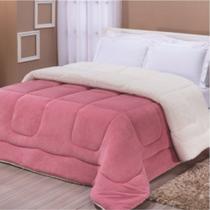 Edredom Coberdrom Fenix Queen Sherpa e manta - Rosê