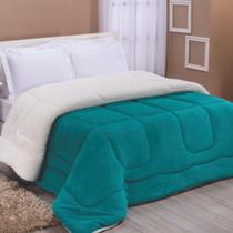 Edredom Coberdrom Fenix Solteiro Sherpa e Manta - Verde
