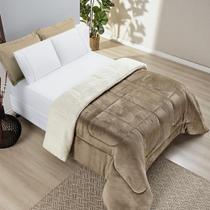 Edredom Coberdrom Padrão Sherpa Toque Lã Carneiro Cáqui