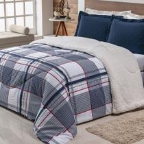 Edredom Coberdrom Queen Macio Dupla Face 1 Pc Lã de Carneiro Quentinho Xadrez Azul Edredom Coberdrom Queen Macio Dupla Face 1 Pc Lã de Carneiro Quentinho Xadrez Azul