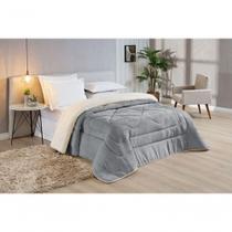 Edredom Coberdrom Sherpa-manta Queen Conforto 01 Peça Cor:cinza. - Alta Performance