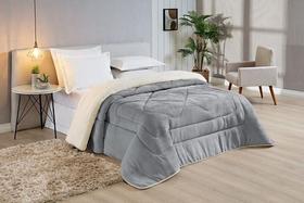 Edredom Coberdrom Sherpa/Manta Queen Conforto 01 Peça Cor:Cinza