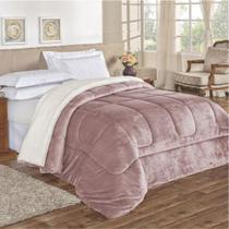 Edredom Coberdron Solteiro Sherpa Toque Lã Carneiro Rosê Edredom Coberdron Solteiro Sherpa Toque Lã Carneiro Rosê