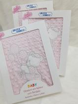 Edredom / Cobertor Bebe Jolitex Relevo Bordado Rosa Menina