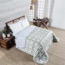 Edredom Cobertor Belle Queen 400 Fios Dupla Face Grid Verde Edredom Cobertor Belle Queen 400 Fios Dupla Face Grid Verde