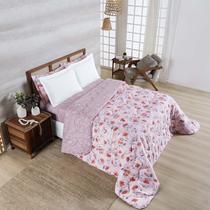 Edredom Cobertor Belle Super King 400 Fios Dupla Face Estampado Floral Rosê