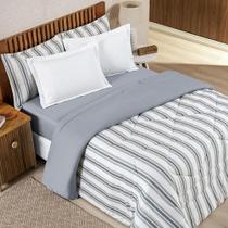 Edredom Cobertor Daily King Malha Listrado Dupla Face Fio