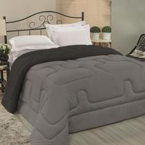 Edredom Cobertor Foster Queen Malha Algodão Fio Penteado Pesado Grosso - Cinza e Preto