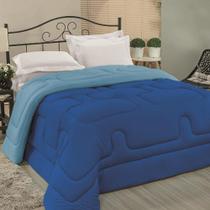 Edredom Cobertor Foster Solteiro Malha Algodão Fio Penteado Pesado Grosso - Azul