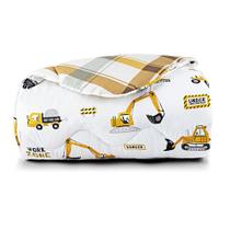 Edredom Cobertor Lutti Solteiro Infantil Dupla Face 200 Fios Trator Caminhão Branco