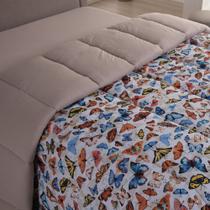 Edredom Cobertor Sonnet Queen Malha Estampada Dupla Face 100% Algodão - Bege - Borboletas Edredom Cobertor Sonnet Queen Malha Estampada Dupla Face 100% Algodão - Bege - Borboletas