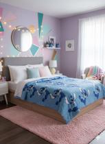 Edredom Cobre-Leito Solteiro ou Casal Stitch Conforto Elegância Cama c/pequeno defeito Edredom Cobre-Leito Solteiro ou Casal Stitch Conforto Elegância Cama c/pequeno defeito