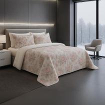 Edredom com Sherpa Estampado ROSAS Matelado Duplaface Linha Premium Ultra Conforto