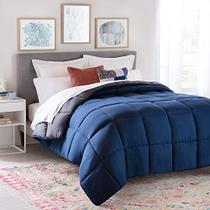 Edredom comforter de linenspa insira grande king navy/grafite para baixo alternativa toda a temporada microfibra-oversized tamanho rei - caixa costurada