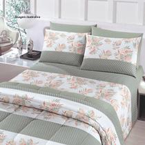 EDREDOM COT ROYAL PLUS SOLTEIRO VERDE PAMPULHA - 100% Algodão, Dupla Face, 2,50m x 2,40m