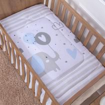 Edredom de Berço Elefantinho Bernardo Azul Dupla Face