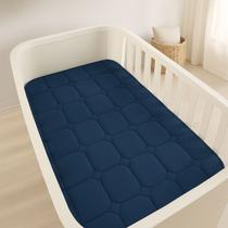 Edredom de Berço Malha 100% Algodão Matelado com Viés Marinho Edredom de Berço Malha 100% Algodão Matelado com Viés Marinho