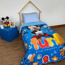 Edredom de Solteiro Dupla Face com Sherpa Estampado Mickey 1,50 m x 2,20m Lepper Edredom de Solteiro Dupla Face com Sherpa Estampado Mickey 1,50 m x 2,20m Lepper