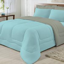 Edredom Dupla Face 100% Algodão Malha Casal Gran Moratta 01 Peça - Azul/ Cinza Edredom Dupla Face 100% Algodão Malha Casal Gran Moratta 01 Peça - Azul/ Cinza