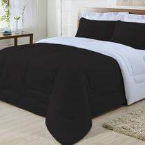 Edredom Dupla Face 100% Algodão Malha Casal Gran Moratta 01 Peça - Branco/ Preto