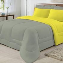 Edredom Dupla Face 100% Algodão Malha Casal Gran Moratta 01 Peça - Cinza-amarelo Edredom Dupla Face 100% Algodão Malha Casal Gran Moratta 01 Peça - Cinza-amarelo