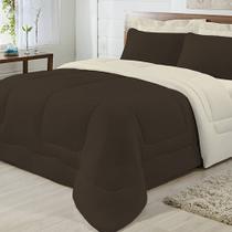 Edredom Dupla Face 100% Algodão Malha Casal Gran Moratta 01 Peça - Marrom/ Palha Edredom Dupla Face 100% Algodão Malha Casal Gran Moratta 01 Peça - Marrom/ Palha