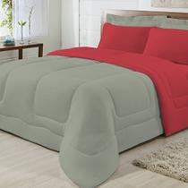 Edredom Dupla Face 100% Algodão Malha Casal Gran Moratta 01 Peça - Vermelho/ Cinza Edredom Dupla Face 100% Algodão Malha Casal Gran Moratta 01 Peça - Vermelho/ Cinza