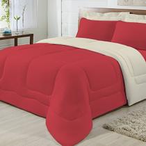 Edredom Dupla Face 100% Algodão Malha Casal Gran Moratta 01 Peça - Vermelho/ Palha Edredom Dupla Face 100% Algodão Malha Casal Gran Moratta 01 Peça - Vermelho/ Palha