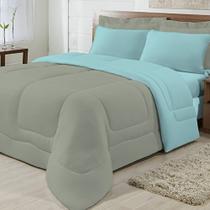 Edredom Dupla Face 100% Algodão Malha King Gran Moratta 01 Peça - Azul/ Cinza Edredom Dupla Face 100% Algodão Malha King Gran Moratta 01 Peça - Azul/ Cinza