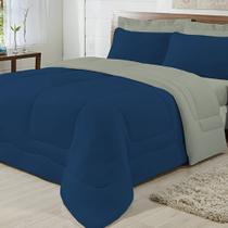 Edredom Dupla Face 100% Algodão Malha King Gran Moratta 01 Peça - Marinho/ Cinza Edredom Dupla Face 100% Algodão Malha King Gran Moratta 01 Peça - Marinho/ Cinza