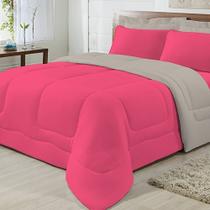 Edredom Dupla Face 100% Algodão Malha Queen Gran Moratta 01 Peça - Caqui/ Pink Edredom Dupla Face 100% Algodão Malha Queen Gran Moratta 01 Peça - Caqui/ Pink