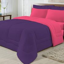Edredom Dupla Face 100% Algodão Malha Queen Gran Moratta 01 Peça - Pink/ Roxo Edredom Dupla Face 100% Algodão Malha Queen Gran Moratta 01 Peça - Pink/ Roxo