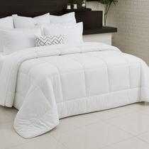 Edredom Dupla Face Casal, Queen Microfibra com Enchimento Extra Macio Branco e Cinza