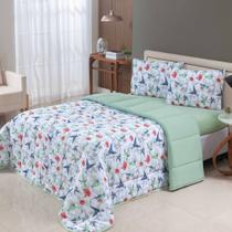Edredom dupla face estampado casal queen malha estampado