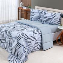 Edredom dupla face estampado casal queen malha estampado