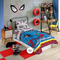 Edredom Dupla Face Infantil Homem Aranha Estampado - Lepper